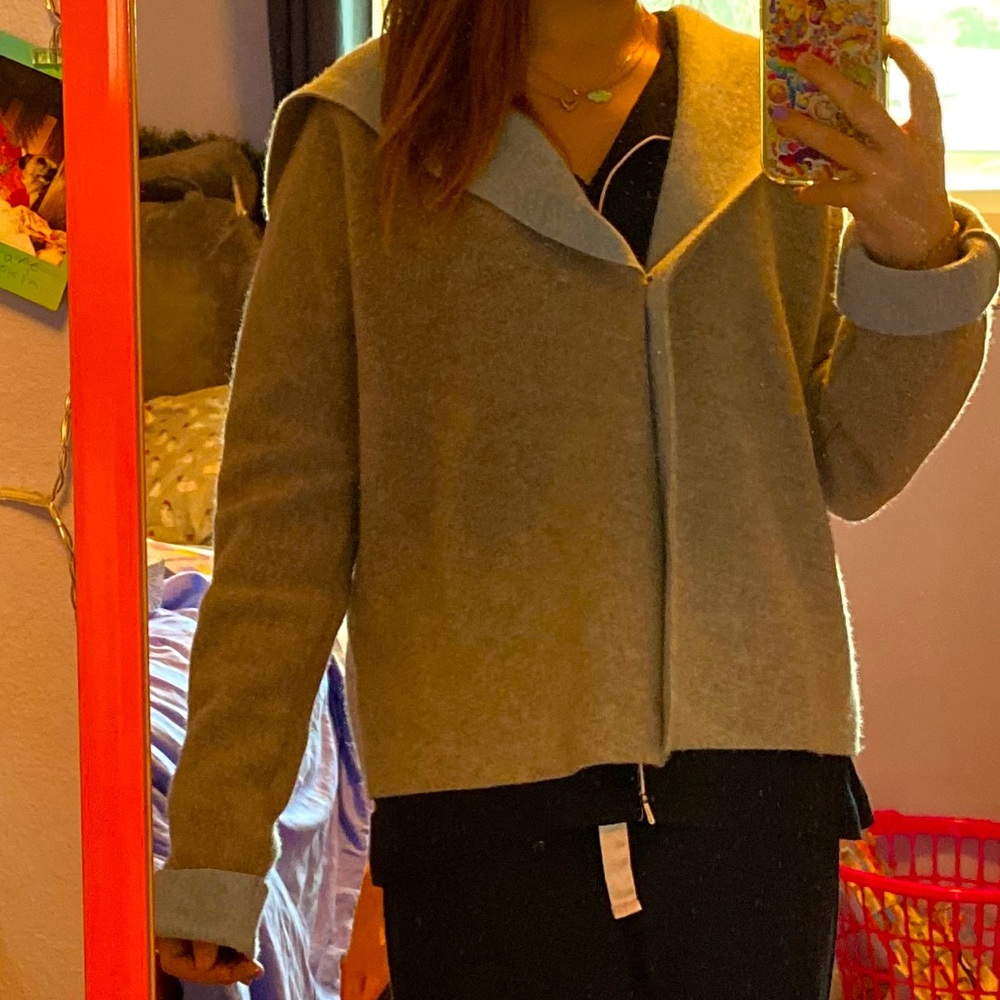 tahari double luxe cashmere hooded cardigan